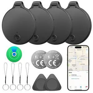 Bluetooth Tracking Tags (iOS Only) 4 Pack, Compatible with Apple Find My | Smart Bluetooth Tracking Tag, Replaceable Battery, Locator with Sound, Item Finder for Luggage, Wallets, Keys Bluetooth Tracking Tags (iOS Only) 4 Pack, Compatible with Apple Find My | Smart Bluetooth Tracking Tag, Replaceable Battery, Locator with Sound, Item Finder for Luggage, Wallets, Keys