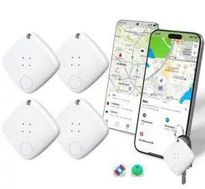Air-Tracker Tags for Apple Find My (iOS) & Google Find Hub (Android), Dual-System Bluetooth Smart Tracker Item Finder Device Locator for Key Luggage Wallet Waterproof Gift for Women-White, 4Pack Air-Tracker Tags for Apple Find My (iOS) & Google Find Hub (Android), Dual-System Bluetooth Smart Tracker Item Finder Device Locator for Key Luggage Wallet Waterproof Gift for Women-White, 4Pack