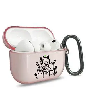 for AirPods Pro 3 Case Cover with Art Skin, Cute TPU AirPods Case with Keychain Hook, Semi-Transparent Decorative Case for Women, Cute Cat, Clear Pink for AirPods Pro 3 Case Cover with Art Skin, Cute TPU AirPods Case with Keychain Hook, Semi-Transparent Decorative Case for Women, Cute Cat, Clear Pink