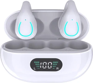 Clip-On Open Ear Headphones Wireless Bluetooth 5.3 Earbuds with Earhooks 80 Hours Playtime with Charging Case,IPX4 Waterproof Earphones for Running, Walking, Workout (White) Clip-On Open Ear Headphones Wireless Bluetooth 5.3 Earbuds with Earhooks 80 Hours Playtime with Charging Case,IPX4 Waterproof Earphones for Running, Walking, Workout (White)