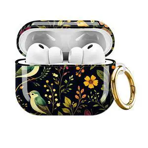 Compatible with AirPods Pro 3rd Generation Case (2025), Soft Cute TPU Drop Protective Shockproof Cover AirPods Pro 3 Case Accessories with Gold Keychain for Women Men Boho Birds Leaf Compatible with AirPods Pro 3rd Generation Case (2025), Soft Cute TPU Drop Protective Shockproof Cover AirPods Pro 3 Case Accessories with Gold Keychain for Women Men Boho Birds Leaf