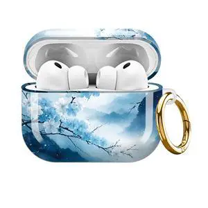 Compatible with AirPods Pro 3rd Generation Case (2025), Soft Cute TPU Drop Protective Shockproof Cover AirPods Pro 3 Case Accessories with Gold Keychain for Women Men Cute Blue Flowers Compatible with AirPods Pro 3rd Generation Case (2025), Soft Cute TPU Drop Protective Shockproof Cover AirPods Pro 3 Case Accessories with Gold Keychain for Women Men Cute Blue Flowers