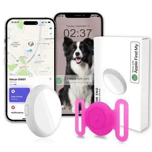 GPS Tracker for Dogs, Mini GPS Cat Tracker, IPX8 Waterproof GPS Trackers for Cats with Holder, No Monthly Fee, Work with Apple Find My(iOS Only), Smart Trackers for Dogs-YGPink-2 GPS Tracker for Dogs, Mini GPS Cat Tracker, IPX8 Waterproof GPS Trackers for Cats with Holder, No Monthly Fee, Work with Apple Find My(iOS Only), Smart Trackers for Dogs-YGPink-2