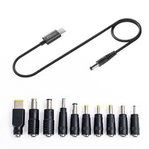 100W USB-C DC Laptop Cable, PD 20V 5A, 10 DC Connector Tips | Full 10-Piece DC Plug Set, Overvoltage Overheat Protection, Works For Laptop, Monitor, Router, For Daily Portable Use 100W USB-C DC Laptop Cable, PD 20V 5A, 10 DC Connector Tips | Full 10-Piece DC Plug Set, Overvoltage Overheat Protection, Works For Laptop, Monitor, Router, For Daily Portable Use