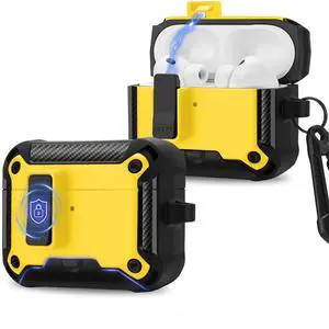 Compatible with AirPods Pro 3 Case, Rugged Hard Protective Cover Designed for Apple AirPod Pro 3rd Generation, Magnetic Automatic Lock with Phone Stand (Yellow) Compatible with AirPods Pro 3 Case, Rugged Hard Protective Cover Designed for Apple AirPod Pro 3rd Generation, Magnetic Automatic Lock with Phone Stand (Yellow)