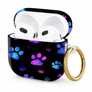 Hard Case Compatible with AirPod 4 2024, Shockproof Protective Cover for Airpod 4th Generation with Gold Ring Keychain, Cute Aesthetic Design for Women(Colorful Dog Paw) Hard Case Compatible with AirPod 4 2024, Shockproof Protective Cover for Airpod 4th Generation with Gold Ring Keychain, Cute Aesthetic Design for Women(Colorful Dog Paw)