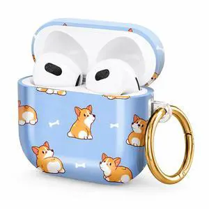 Hard Case Compatible with AirPod 4 2024, Shockproof Protective Cover for Airpod 4th Generation with Gold Ring Keychain, Cute Aesthetic Design for Women(Corgi Dogs Bones Blue) Hard Case Compatible with AirPod 4 2024, Shockproof Protective Cover for Airpod 4th Generation with Gold Ring Keychain, Cute Aesthetic Design for Women(Corgi Dogs Bones Blue)