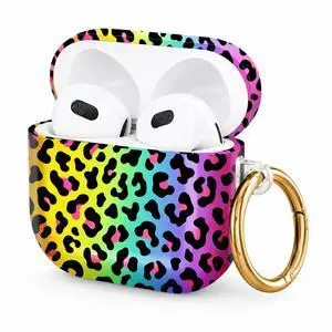 Hard Case Compatible with AirPod 4 2024, Shockproof Protective Cover for Airpod 4th Generation with Gold Ring Keychain, Cute Aesthetic Design for Women(Colorful Leopard) Hard Case Compatible with AirPod 4 2024, Shockproof Protective Cover for Airpod 4th Generation with Gold Ring Keychain, Cute Aesthetic Design for Women(Colorful Leopard)
