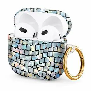 Hard Case Compatible with AirPod 4 2024, Shockproof Protective Cover for Airpod 4th Generation with Gold Ring Keychain, Cute Aesthetic Design for Women(Colorful Irregular Tile) Hard Case Compatible with AirPod 4 2024, Shockproof Protective Cover for Airpod 4th Generation with Gold Ring Keychain, Cute Aesthetic Design for Women(Colorful Irregular Tile)