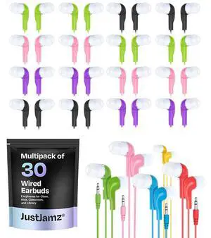30 Pack Jelly Roll Bulk Earbuds - Multicolor Wired Ear Buds for Classroom, Students, and Kids, 3.5mm Jack - Bulk Headphones Class Set for Chromebook, Library, and Office (No Mic) 30 Pack Jelly Roll Bulk Earbuds - Multicolor Wired Ear Buds for Classroom, Students, and Kids, 3.5mm Jack - Bulk Headphones Class Set for Chromebook, Library, and Office (No Mic)