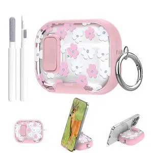 Secure Lock for Airpods Pro 3 Case Clear,Cute Floral for Airpods Pro 3rd Generation Case Cover with Phone Stand,Auto Pop-up,Hybrid Protection with Carabiner&Cleaning Pen Women Girls-Pink Secure Lock for Airpods Pro 3 Case Clear,Cute Floral for Airpods Pro 3rd Generation Case Cover with Phone Stand,Auto Pop-up,Hybrid Protection with Carabiner&Cleaning Pen Women Girls-Pink