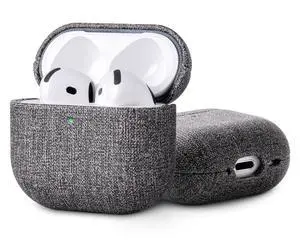 Envelop Series - Hard Case for AirPods 4th Generation - Gray | Hand-crafted Case Fully Wrapped in Faux Leather; Canvas Finish; Soft Microfiber Inner Lining; Qi wireless charging Envelop Series - Hard Case for AirPods 4th Generation - Gray | Hand-crafted Case Fully Wrapped in Faux Leather; Canvas Finish; Soft Microfiber Inner Lining; Qi wireless charging