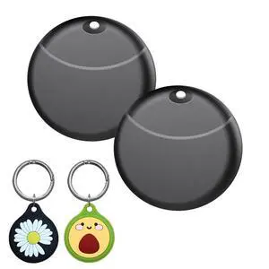 Tracker Tags-2 Pack Compatible with Apple Find My (iOS Only), Bluetooth Tracker, Smart Keys Finder and Item Locator with Waterproof Case for Keys Wallet Luggage Backpack, Two Black Two Case Tracker Tags-2 Pack Compatible with Apple Find My (iOS Only), Bluetooth Tracker, Smart Keys Finder and Item Locator with Waterproof Case for Keys Wallet Luggage Backpack, Two Black Two Case