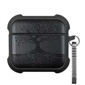 Solid Wood Case for AirPods 4, The Yin Yang Tree, Black | AirPods 4th Generation (2024, USB-C) Case with Quick-Release Keychain, Soft Shockproof TPU Cover, Artisan-Engraved Wood Solid Wood Case for AirPods 4, The Yin Yang Tree, Black | AirPods 4th Generation (2024, USB-C) Case with Quick-Release Keychain, Soft Shockproof TPU Cover, Artisan-Engraved Wood