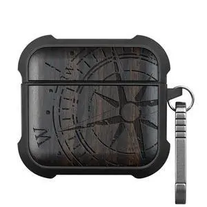 Solid Wood Case for AirPods 4, Incomplete Compass, Black | AirPods 4th Generation (2024, USB-C) Case with Quick-Release Keychain, Soft Shockproof TPU Cover, Artisan-Engraved Wood Solid Wood Case for AirPods 4, Incomplete Compass, Black | AirPods 4th Generation (2024, USB-C) Case with Quick-Release Keychain, Soft Shockproof TPU Cover, Artisan-Engraved Wood