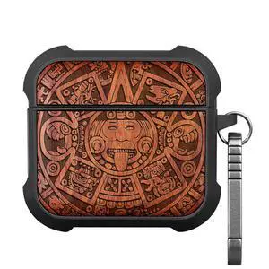 Solid Wood Case for AirPods 4, The Maya Calendar, Rosy | AirPods 4th Generation (2024, USB-C) Case with Quick-Release Keychain, Soft Shockproof TPU Cover, Artisan-Engraved Wood Solid Wood Case for AirPods 4, The Maya Calendar, Rosy | AirPods 4th Generation (2024, USB-C) Case with Quick-Release Keychain, Soft Shockproof TPU Cover, Artisan-Engraved Wood