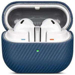 Leather Case for Samsung Galaxy Buds 3 / Buds3 Pro / Buds3 FE Case | Selected Skin-friendly Cowhide Leather, Carbon Fibre Texture, Handmade Drop Protective Hard Cover for Samsung Earbuds - Blue Leather Case for Samsung Galaxy Buds 3 / Buds3 Pro / Buds3 FE Case | Selected Skin-friendly Cowhide Leather, Carbon Fibre Texture, Handmade Drop Protective Hard Cover for Samsung Earbuds - Blue