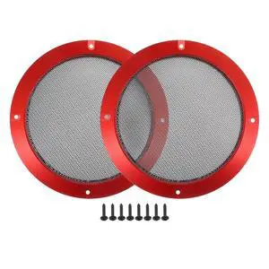 Universal 6.5" Car Speaker Grills Cover Mesh Round - Pack of 2 | 6.5 Inch Audio Speaker Subwoofer Guard Protector, with Mounting Screws, Iron, Red Black Universal 6.5" Car Speaker Grills Cover Mesh Round - Pack of 2 | 6.5 Inch Audio Speaker Subwoofer Guard Protector, with Mounting Screws, Iron, Red Black