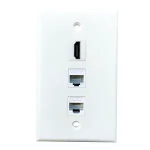 1 HDMI and 2 CAT6 Ethernet Wall Plate White - Single Gang 4K/8K HDTV Port and RJ45 Keystone Jack Pass Through Cover Plate for HDMI/Network Cable 1 HDMI and 2 CAT6 Ethernet Wall Plate White - Single Gang 4K/8K HDTV Port and RJ45 Keystone Jack Pass Through Cover Plate for HDMI/Network Cable