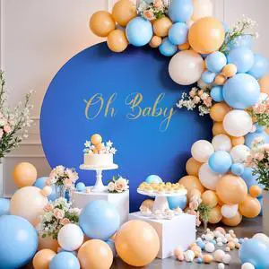 7.2FT Royal Blue Round Backdrop Cover with Oh Baby Decal Sign for 5-7.2ft Circle Arch Stand - Thick Fitted Spandex Circle Backdrop Cover for Baby Shower, Wedding, Birthday Party and Photography 7.2FT Royal Blue Round Backdrop Cover with Oh Baby Decal Sign for 5-7.2ft Circle Arch Stand - Thick Fitted Spandex Circle Backdrop Cover for Baby Shower, Wedding, Birthday Party and Photography