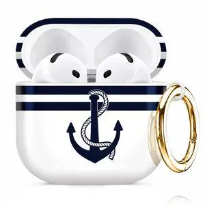 Compatiable with AirPod 4 Protective Case 2024, Soft Protective Case with Keychain for Women,Cute& Sleek Design Shockproof Charging Case Cover for AirPod 4(Navy Stripes Anchor Rope) Compatiable with AirPod 4 Protective Case 2024, Soft Protective Case with Keychain for Women,Cute& Sleek Design Shockproof Charging Case Cover for AirPod 4(Navy Stripes Anchor Rope)