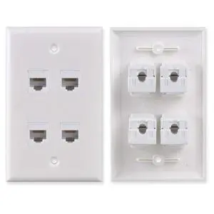 4-Port CAT 6 Ethernet Wall Plate, RJ45 Ethernet Punch Down Keystone Inserts Jack Network Wall Plate Panel - Cat6/5/5e Compatible (2-Pack) 4-Port CAT 6 Ethernet Wall Plate, RJ45 Ethernet Punch Down Keystone Inserts Jack Network Wall Plate Panel - Cat6/5/5e Compatible (2-Pack)