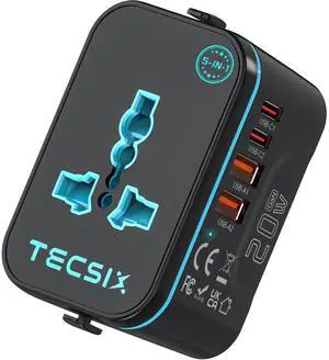 Universal Travel Adapter Worldwide PD 20W, International Power Adapter Fast Charging with 2 USB C, 2 USB A Multi Outlets, Gan Travel Plug Adaptor for EU US UK AUS 200+ Countries Universal Travel Adapter Worldwide PD 20W, International Power Adapter Fast Charging with 2 USB C, 2 USB A Multi Outlets, Gan Travel Plug Adaptor for EU US UK AUS 200+ Countries