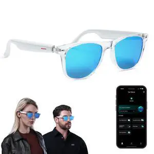 AI Smart Glasses, Translator, Open-Ear Bluetooth Audio, Ice-Blue Lens | Real-time AI interpreter & translator, open-ear speakers, auto on/off wear sensor, touch control, for men & women AI Smart Glasses, Translator, Open-Ear Bluetooth Audio, Ice-Blue Lens | Real-time AI interpreter & translator, open-ear speakers, auto on/off wear sensor, touch control, for men & women