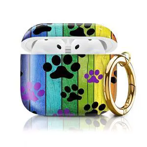 Compatible with AirPod 4th Generation Case Cover with Keychain, Full Protective Shockproof Wireless Headphone Case for Women Men Girl (Black and Purple Dog Paw) Compatible with AirPod 4th Generation Case Cover with Keychain, Full Protective Shockproof Wireless Headphone Case for Women Men Girl (Black and Purple Dog Paw)
