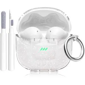 for JBL Tune Flex 2 Case Clear Glitter with Cleaning Pen,Crystal | Cute Sparkle Bling Clear Case for JBL Tune Flex 2 Case Cover,Shockproof Soft TPU Case for JBL Case with Carabiner for JBL Tune Flex 2 Case Clear Glitter with Cleaning Pen,Crystal | Cute Sparkle Bling Clear Case for JBL Tune Flex 2 Case Cover,Shockproof Soft TPU Case for JBL Case with Carabiner