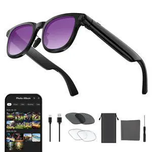 AI Smart Glasses with Camera,4K HD Camera Glasses with EIS Image Stabilization,Video Recording Glasses with AI Assistant,Wi-Fi+Bluetooth 6.0 Transfer,Replaceable 3 Lens,Real-Time Translation AI Smart Glasses with Camera,4K HD Camera Glasses with EIS Image Stabilization,Video Recording Glasses with AI Assistant,Wi-Fi+Bluetooth 6.0 Transfer,Replaceable 3 Lens,Real-Time Translation