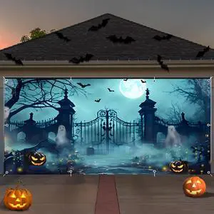 Halloween Garage Door Cover Decorations 7x16ft Large Halloween Hanging Backdrop Garage Door Banner Outdoor Home Yard Party Decor Photo Background Halloween Garage Door Cover Decorations 7x16ft Large Halloween Hanging Backdrop Garage Door Banner Outdoor Home Yard Party Decor Photo Background