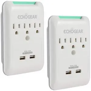 Outlet Extender Multiplug 2 Pack with 3 AC Outlets & 2 USB Ports Low Profile Design Sits Just 1.1" from Wall - Protects Your Gear with 540 Joules of Surge Protection Outlet Extender Multiplug 2 Pack with 3 AC Outlets & 2 USB Ports Low Profile Design Sits Just 1.1" from Wall - Protects Your Gear with 540 Joules of Surge Protection