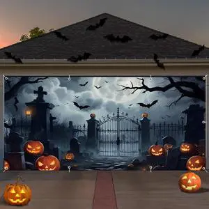 Halloween Garage Door Cover Banner 7x16ft Large Halloween Garage Door Decorations Scary Graveyard Cemetery Backdrop Background for Indoor Outdoor Wall Decor Halloween Garage Door Cover Banner 7x16ft Large Halloween Garage Door Decorations Scary Graveyard Cemetery Backdrop Background for Indoor Outdoor Wall Decor