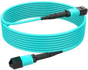 OM3 MPO-MPO Fiber Optic Cable 12-Fiber, Type B, 9.8ft/3m | Multi-Mode Fiber Patch Cable Female to Female, Compatible with QSFP+ & QSFP28, MTP, GPON/EPON, Low Loss, LSZH, Aqua OM3 MPO-MPO Fiber Optic Cable 12-Fiber, Type B, 9.8ft/3m | Multi-Mode Fiber Patch Cable Female to Female, Compatible with QSFP+ & QSFP28, MTP, GPON/EPON, Low Loss, LSZH, Aqua