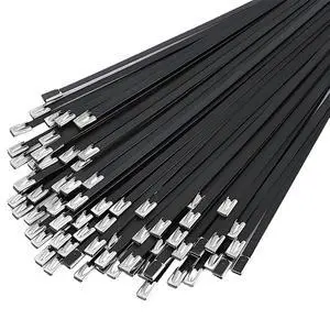 Metal Zip Ties 11.8 inch 100 pcs black 304 stainless steel heavy-duty self-locking cable tie,suitable for machinery, automobiles, farms, fences, exhaust,Outdoor equipment and multi-purpose outdoor use Metal Zip Ties 11.8 inch 100 pcs black 304 stainless steel heavy-duty self-locking cable tie,suitable for machinery, automobiles, farms, fences, exhaust,Outdoor equipment and multi-purpose outdoor use