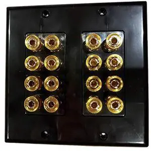 Black Speaker Wall Plate 16 Post for 8 Speakers and Color Coded for Home Theater System Dolby Audio Dolby Sound HDTV by Hookup.com Black Speaker Wall Plate 16 Post for 8 Speakers and Color Coded for Home Theater System Dolby Audio Dolby Sound HDTV by Hookup.com