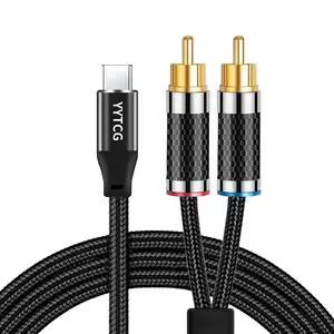 HiFi USB C to RCA Audio Cable 3.28ft Type - C to Dual RCA Y Splitter | 4N OFC Silver-Plated Core, DAC Chip, 24K Gold-Plated Plug, Braided Shielded, for Audiophiles, Amplifier, Speaker, DVD HiFi USB C to RCA Audio Cable 3.28ft Type - C to Dual RCA Y Splitter | 4N OFC Silver-Plated Core, DAC Chip, 24K Gold-Plated Plug, Braided Shielded, for Audiophiles, Amplifier, Speaker, DVD