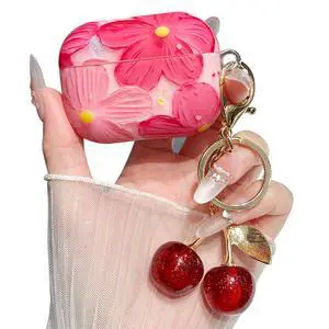 for AirPod Pro 2 Case Cover Girly Cute Silicone Women Protective Cases with Sparkle Glitter Cherry Keychain Bag Purse Charm, Shockproof Cases for AirPods Pro 2nd/1st Case Pink for AirPod Pro 2 Case Cover Girly Cute Silicone Women Protective Cases with Sparkle Glitter Cherry Keychain Bag Purse Charm, Shockproof Cases for AirPods Pro 2nd/1st Case Pink