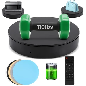 Cordless & Rechargeable Photography Turntable 13.7inch/110lb Motorized Rotating Display Stand with Remote Control, 360 Degree Large Display Turntable (Black) Cordless & Rechargeable Photography Turntable 13.7inch/110lb Motorized Rotating Display Stand with Remote Control, 360 Degree Large Display Turntable (Black)