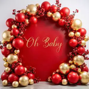 7.2FT Red Round Backdrop Cover with Oh Baby Decal Sign for 5-7.2ft Circle Arch Stand - Thick Fitted Spandex Circle Backdrop Cover for Baby Shower, Wedding, Birthday Party and Photography 7.2FT Red Round Backdrop Cover with Oh Baby Decal Sign for 5-7.2ft Circle Arch Stand - Thick Fitted Spandex Circle Backdrop Cover for Baby Shower, Wedding, Birthday Party and Photography
