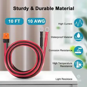 XT60i to O Ring Terminal Cable 10 AWG 10FT XT60i Female to O Ring Connector XT60i-F Extension Cable for Portable Power Station Solar Generator XT60i to O Ring Terminal Cable 10 AWG 10FT XT60i Female to O Ring Connector XT60i-F Extension Cable for Portable Power Station Solar Generator