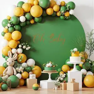 7.2FT Sage Green Round Backdrop Cover with Oh Baby Decal Sign for 5-7.2ft Circle Arch Stand - Thick Fitted Spandex Circle Backdrop Cover for Baby Shower, Wedding, Birthday Party and Photography 7.2FT Sage Green Round Backdrop Cover with Oh Baby Decal Sign for 5-7.2ft Circle Arch Stand - Thick Fitted Spandex Circle Backdrop Cover for Baby Shower, Wedding, Birthday Party and Photography