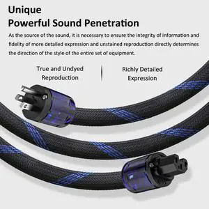 Audiocrast HiFi Power Cable, 4.9FT/1.5M, 17mm, Hi-End Amplifier Power Cord, Audiophile Braided Mesh AC Power Wire Copper Shielding Conductor Audio Mains Cord with US Plug+IEC C15 Connector Audiocrast HiFi Power Cable, 4.9FT/1.5M, 17mm, Hi-End Amplifier Power Cord, Audiophile Braided Mesh AC Power Wire Copper Shielding Conductor Audio Mains Cord with US Plug+IEC C15 Connector