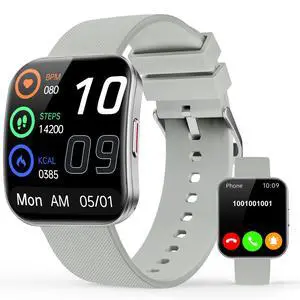 Smart Watch for Men Women, Bluetooth Calls, AI Dial,AI Q&A,1.85" HD AMOLED Curved Display Fitness Watch with Heart Rate/SpO2/Stress Monitor, Pedometer,110+ Sports Waterproof IP68 Smartwatch,Light Gray Smart Watch for Men Women, Bluetooth Calls, AI Dial,AI Q&A,1.85" HD AMOLED Curved Display Fitness Watch with Heart Rate/SpO2/Stress Monitor, Pedometer,110+ Sports Waterproof IP68 Smartwatch,Light Gray