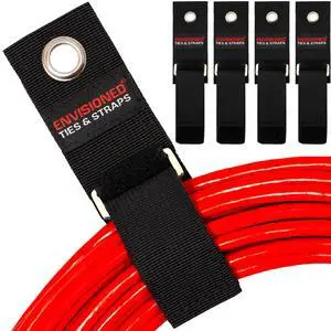 Heavy Duty Hanging Storage Cinch Straps with Metal Buckle (4 Pack, 1" x 8") - Electrical Extension Cord and Garden Hose Holder, Cable Management, Storage Organizer in Garage, RV, Workshop Heavy Duty Hanging Storage Cinch Straps with Metal Buckle (4 Pack, 1" x 8") - Electrical Extension Cord and Garden Hose Holder, Cable Management, Storage Organizer in Garage, RV, Workshop
