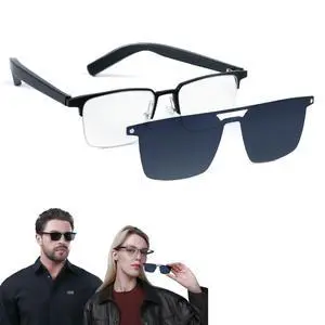 AI Smart Glasses, Translator, Open-Ear Bluetooth, Aluminum Alloy Frame | Real-time AI interpreter & translator, open-ear speakers, auto on/off wear sensor, touch control, for men & women AI Smart Glasses, Translator, Open-Ear Bluetooth, Aluminum Alloy Frame | Real-time AI interpreter & translator, open-ear speakers, auto on/off wear sensor, touch control, for men & women