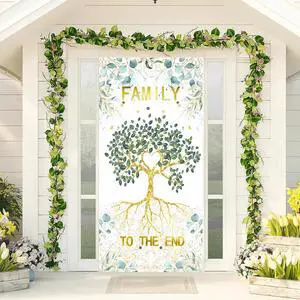 Family to The End Banner Backdrop - We Are Family Door Cover for Reunion, Housewarming, Adoption, Gathering - Porch Sign Photo Background Party Decorations Family to The End Banner Backdrop - We Are Family Door Cover for Reunion, Housewarming, Adoption, Gathering - Porch Sign Photo Background Party Decorations