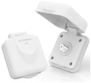 Mini TV/SAT Inlet Square with F-Type Connector for Coaxial Cable Feed; Marine Grade Weatherproof Sealing (White) - FTVINB-PS Mini TV/SAT Inlet Square with F-Type Connector for Coaxial Cable Feed; Marine Grade Weatherproof Sealing (White) - FTVINB-PS