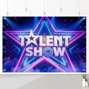 Talent Show Backdrop Glow Spotlight Glitter Stars Stage Background for Kids Performance, Magic Shows, Birthday Party Decor, Photo Booth Props and Stage Decorations 72x43 Inch Talent Show Backdrop Glow Spotlight Glitter Stars Stage Background for Kids Performance, Magic Shows, Birthday Party Decor, Photo Booth Props and Stage Decorations 72x43 Inch